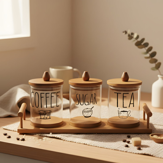 Glass Spice Jar Set - 3 Pcs	